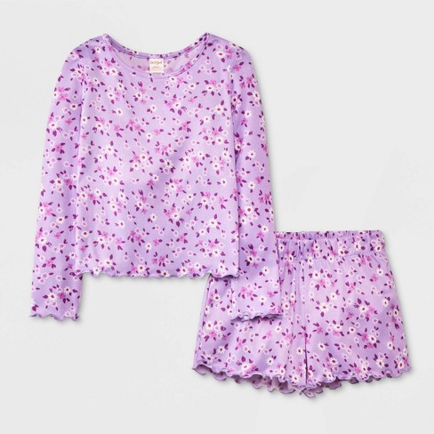 Women's Lace Trim Pajama Set - Colsie™ Purple Xs : Target