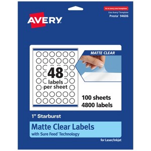 Avery Matte Clear Labels,  1" Starburst - 1 of 4