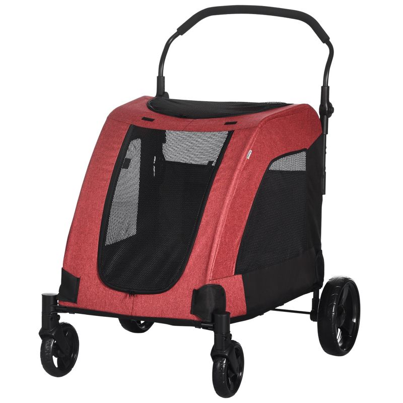 PawHut Pet Stroller Universal Wheel with Storage Basket Ventilated Foldable Oxford Fabric for Medium Size Dogs, 4 of 7