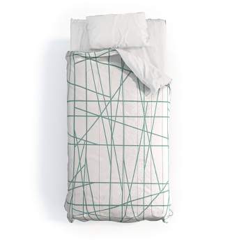 3pc King Architecture Dream Polyester Comforter & Sham Set Green - Deny Designs