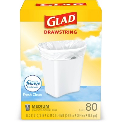 Glad Medium Quick Tie Trash Bags OdorShield 8 Gallon White Trash