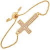 Steeltime Ladies 18k gold plated brass simulated diamonds cross drawstring bracelet - 2 of 4