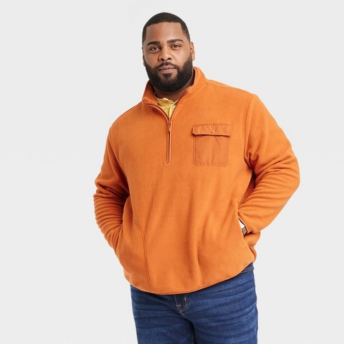 Men's Big & Tall Quarter-Zip Fleece Sweatshirt - Goodfellow & Co™ Rust 5XLT