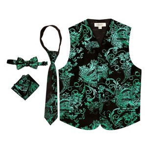 Gioberti Boy's 4pc Paisley Vest Set - 1 of 4