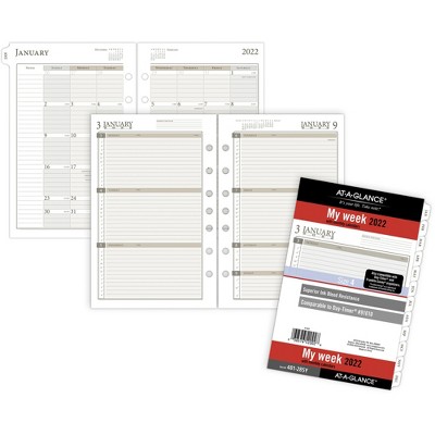 Acco Weekly Planner Calendar Refill 2PPW Jan-Dec 5-1/2"x8-1/2" 481285Y
