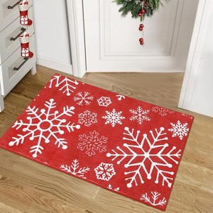 Modern Snowflake Washable Rug Non Slip Low Pile Rug Christmas Decorations Floor Cover Foldable Indoor Carpet for Living Room Bedroom Dining Room - 1 of 4