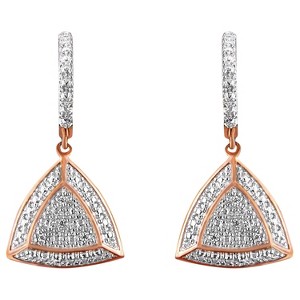 Haus of Brilliance Rose Gold Plated Silver Round Cut Diamond Fashion Dangle Earrings - 1 of 4