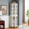Okak Corner Curio Cabinet, Display Cabinet with 4 Adjustable Tempered Glass Shelves and Solid Wood Legs, Cabinet for Living Room - 2 of 4