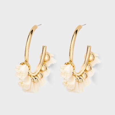 SUGARFIX by BaubleBar Threaded Hoop Statement Earrings - Gold/Ivory