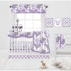 Bacati - Watercolor Floral Purple Gray Set of 2 Crib Rail Guard Covers - 4 of 4