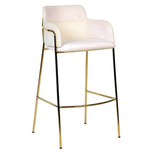 LeisureMod 40" Bar Stool Upholstered Pub Chair with Gold Stainless Steel Base with Armrest and Footrest Axis Series - image 1 of 4