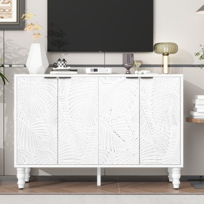 LIVAREEmlen 47.2'' Modern TV Stand with 2 Spacious Storage Space, Solid Wood Legs and Anti-tip Device For Living room, Up to 43''