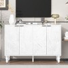 LIVAREEmlen 47.2'' Modern TV Stand with 2 Spacious Storage Space, Solid Wood Legs and Anti-tip Device For Living room, Up to 43'' - 2 of 4