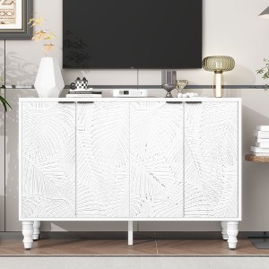 LIVAREEmlen 47.2'' Modern TV Stand with 2 Spacious Storage Space, Solid Wood Legs and Anti-tip Device For Living room, Up to 43'' - 1 of 4