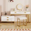 TIRAMISUBEST Modern Style Vanity Table With Movable Side Cabinet And 4-Drawers, Dressing Table With Mirror and LED Light, Makeup Table With Stool - 2 of 4