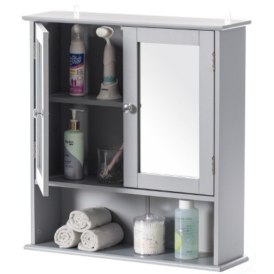 Costway Bathroom Cabinet Single Door Shelves Wall Mount Cabinet W/ Mirror  Organizer : Target