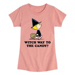 Girls' - Peanuts - Sally Halloween Witch Way To The Candy Fitted Short Sleeve Graphic T-Shirt - 1 of 4