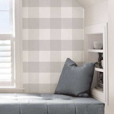 Grey and White Buffalo Check Peel & Stick Wallpaper