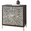 ORRD 2 Door Sunburst Bone Cabinet Black - Art Deco Accent Cabinet with Brass Base & Adjustable Shelves - 2 of 4