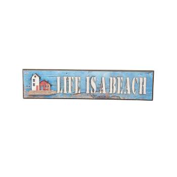 Beachcombers Life Is A Beach Lighthouse Sign Nautical Beach House Decor 23.6 x 5.5 x 1.2 Inches.