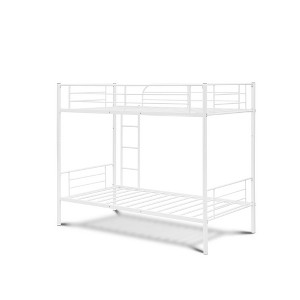 East West Furniture,Twin Bunk Bed in powder coating white color - 1 of 4