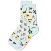 Memoi Flower Garden Bamboo Blend Crew Sock Lichen 9-11 - 3 of 4