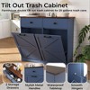 ORRD Farmhouse 20 Gallon Trash Cabinet with Tilt-Out Bins & Hideaway Drawer, Barn Door Style Recycling Station for Kitchen/Laundry（Black） - 3 of 4