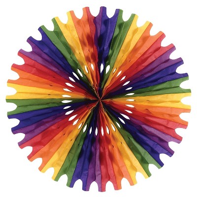 Beistle 25" Tissue Fan Rainbow 4/Pack 55293-RB