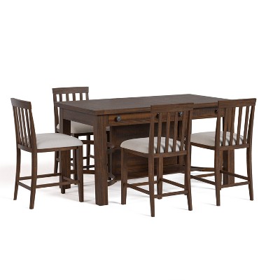 5pc Foret Rustic Counter Height Dining Table Set with Bench and Stool Rustic Oak/Beige - HOMES: Inside + Out