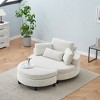VYNXARIA 51-inch White corduroy sofa with two throw pillows and a waist pillow with an extra tray for comfortable seating in small apartment bedrooms - 4 of 4