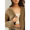 Womens Cardigan Sweater Knit Cropped Open Front Strip Rib Textured Cardigan with Curved Hem Trendy Sweater Cardigan Knit Shrugs - 4 of 4