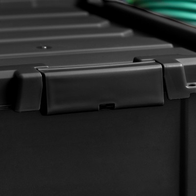IRIS USA 19 Gallon Black Heavy Duty Stackable Plastic Storage Bins with Lids