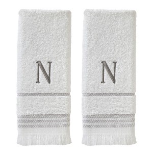 SKL Home By Saturday Knight Ltd Casual Monogram Hand Towel Set N - 2-Count - 16X26", White - 1 of 1