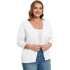 Women's Plus Size Cardigan Open Front Oversized Button Lightweight Sweaters V Neck Loose 3/4 Sleeve Cardigans Knit Outwear - 2 of 4