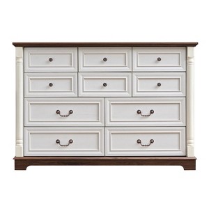 10-Drawer Wooden Dresser Chest with Base Rustic Storage Cabinet for Bedroom Living Room - 1 of 4