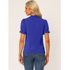 INSPIRE CHIC Women's Bow Tie Neck Solid Color Elastic Cuffs Elegant Office Short Sleeve Blouse - 4 of 4