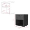 NicBex Wood Nightstand with Drawer,Bedside Table with Open Storage Compartment for Bedroom,Living Room - 3 of 4