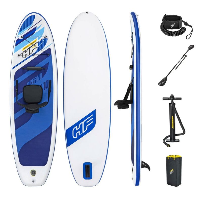 Bestway Hydro-Force Oceana Inflatable 10 Foot Stand Up Paddle Board and Kayak Water Sports Set with Paddle, Hand Pump, Coiled Leash, and Storage, Blue, 1 of 8
