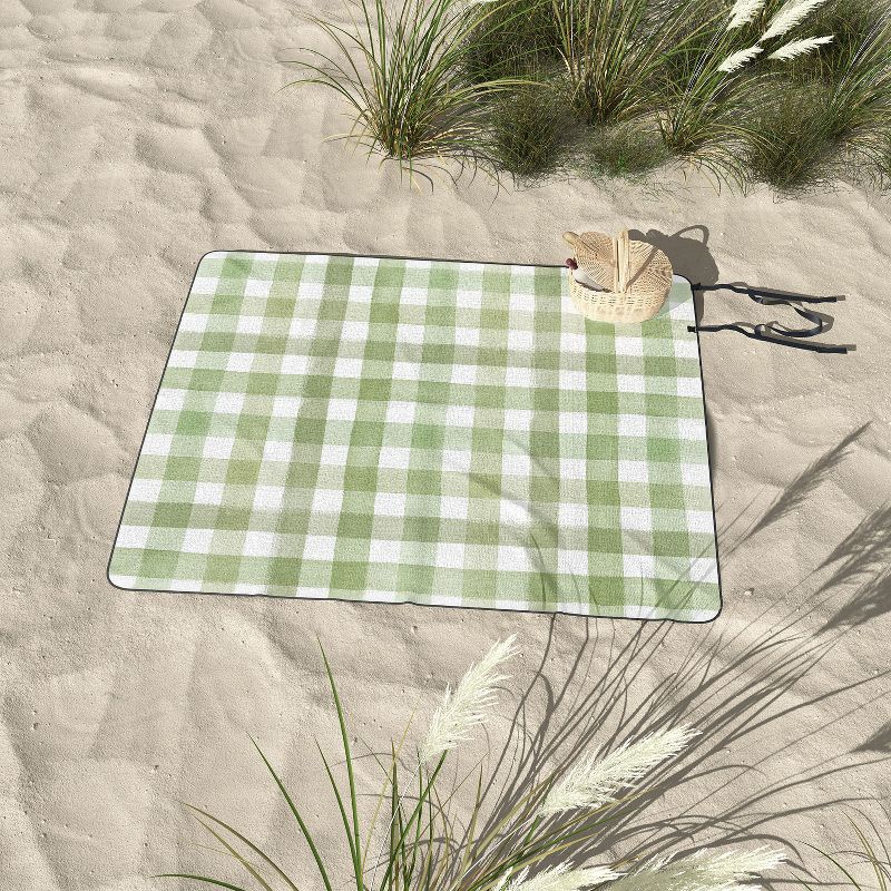 Ninola Design Watercolor Gingham Salad Green Picnic Blanket - Deny Designs, 3 of 4