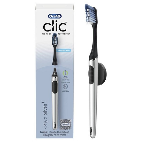 Oral-B Clic Toothbrush - Chrome Black with 1 Replaceable Brush Head and  Magnetic Holder