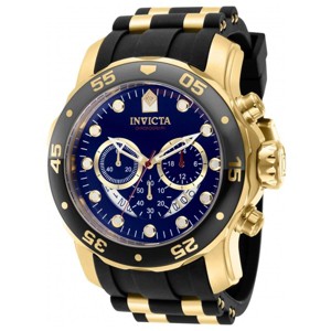 Invicta Men's Chronograph Watch - Pro Diver Scuba Black and Yellow Gold Strap | 37229 - 1 of 2