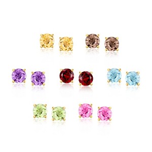Ross-Simons 7.00 ct. t.w. Multi-Gemstone Jewelry Set: 7 Pairs Of Stud Earrings in 18kt Gold Over Sterling - 1 of 4