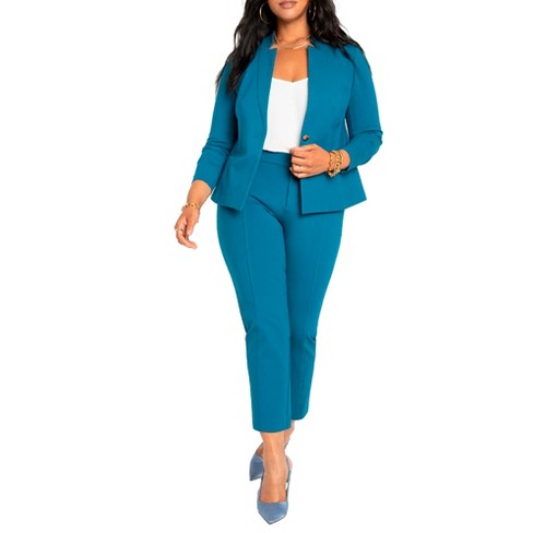 ELOQUII Women's Plus Size Petite 9-To-5 Stretch Work Pant, 14 - Moroccan  Blue