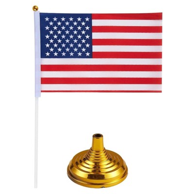 12-Pack Mini American Flags with Gold Plastic Stands
