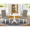 3-Piece Linen White Finish Solid Wood Top - Dining Room Set with High Back - Seats 4 - 2 of 4