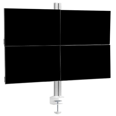 Silver Heavy-Duty Clamp-On Four Monitor Mount