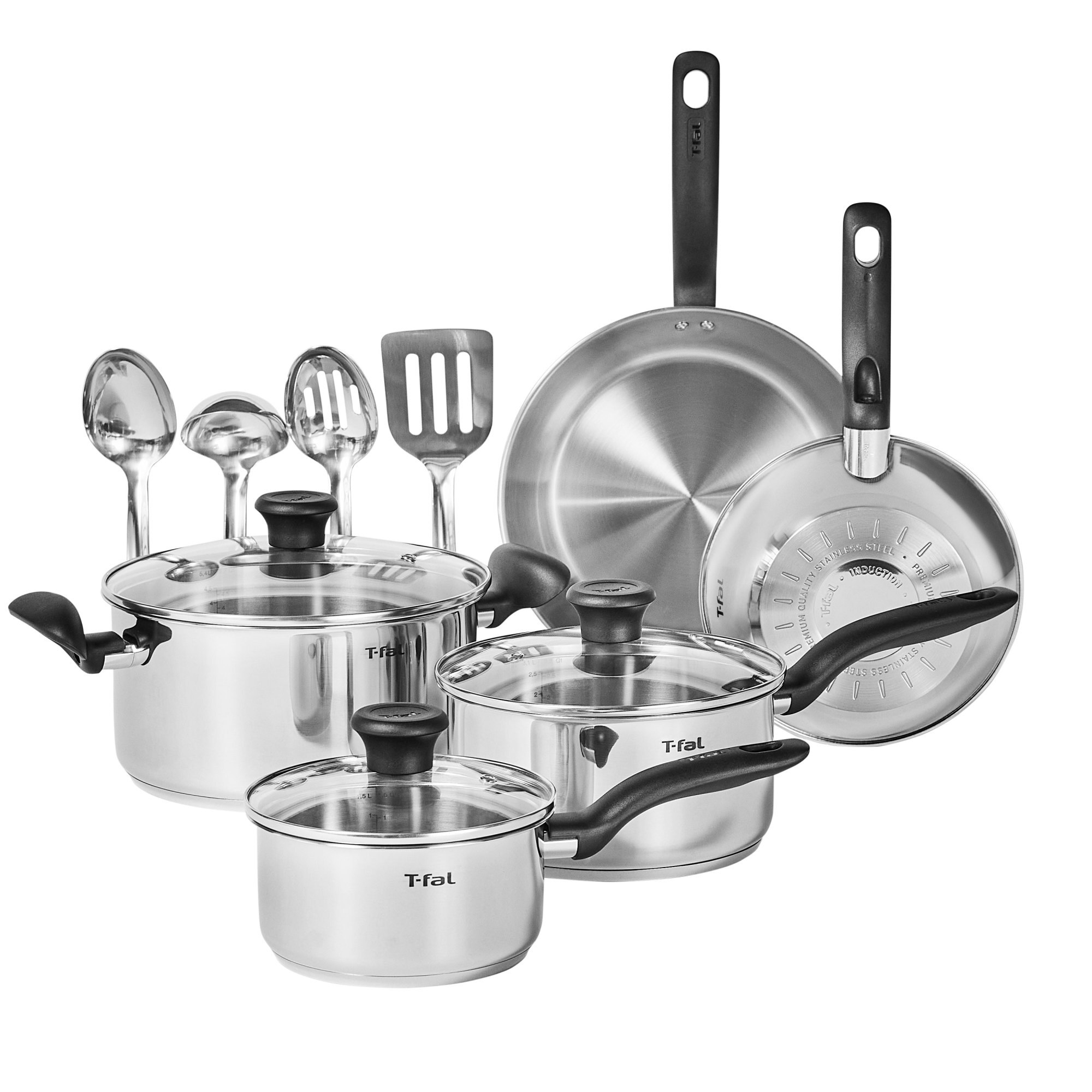 12pc Stainless Steel Cookware Set Black