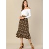 INSPIRE CHIC Women's Chiffon Elastic Waist Ruffle Tiered Flowy Midi Floral Printed Skirts - 2 of 4