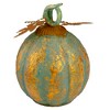 Northlight 13" Autumn Harvest Pumpkin Metal Decoration - Orange and Green - 3 of 4