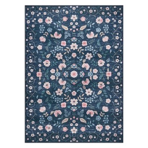 Coolmee Area Rugs for Living Room Vintage Floral Low Pile Non Skid Washable Ultra-Thin Low Pile Carpets Bedroom Office - 1 of 4